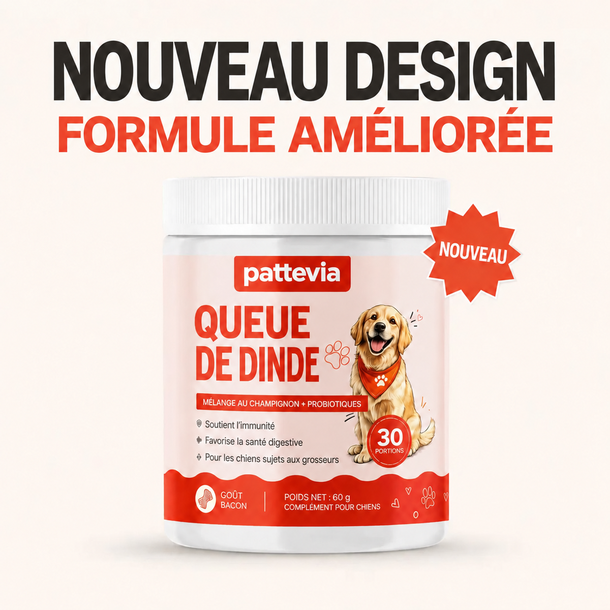 Pattevia™ Probiotiques au champignon Turkey Tail – 60 g