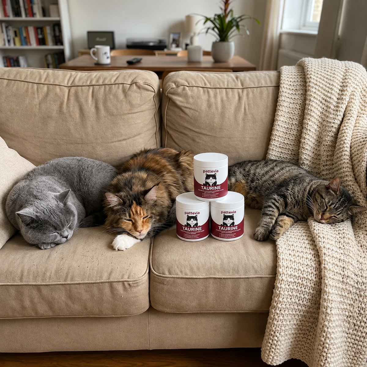 Chat avec le complément de taurine Pattevia