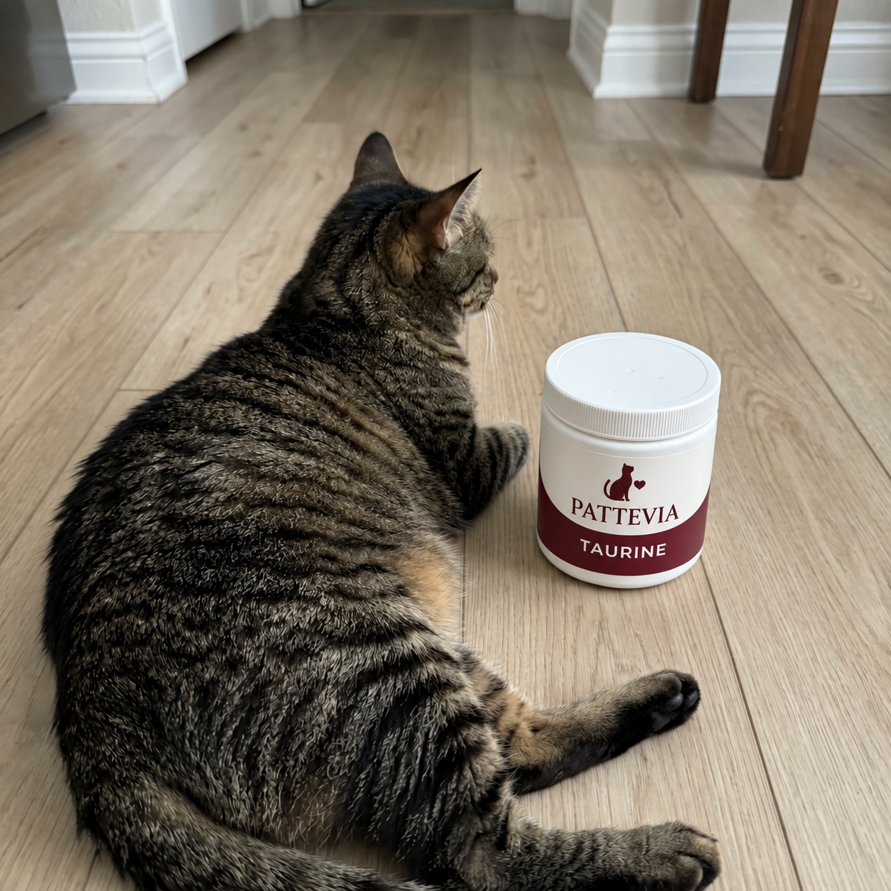Chat avec le complément de taurine Pattevia